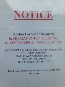 Notice at  of Lakeside Pharmacy
