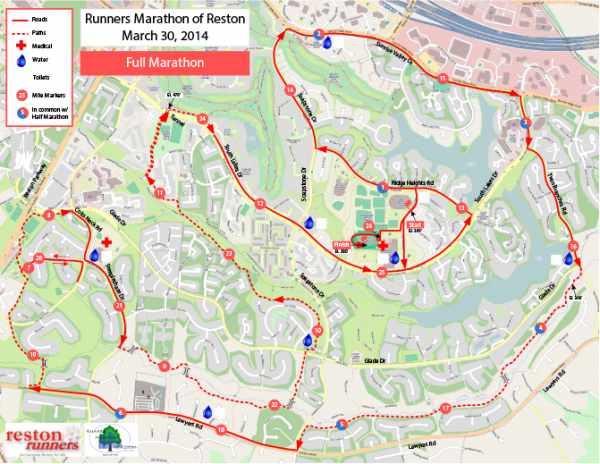 Runners Marathon of Reston course