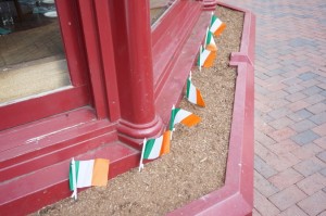 Irish flags in prep for St. Patrick's Day