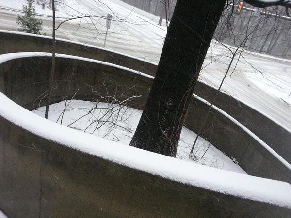 Wiehle Avenue pedestrian bridge in snow/Credit: Chris Hannas via Twiter