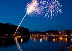 Cruising Under Fireworks - Fourth of July, Lake Thoreau, Reston VA