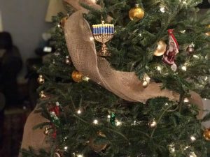 Christmas tree with Hanukkah ornament